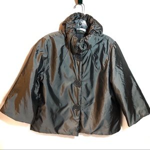 Gray iridescent jacket coat 3/4 length sleeves holiday special occasion jacket M